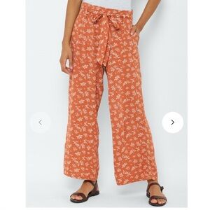 American Eagle Outfitters Orange and White Wide Leg Jumpsuit